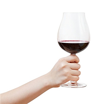 手,大,玻璃杯,红酒