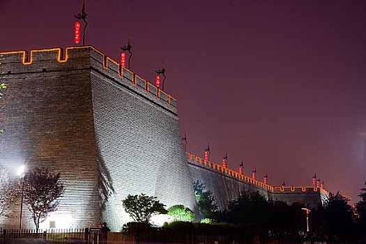 西安古城墙夜景