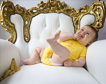 婴儿,华丽,扶手椅,香蕉皮