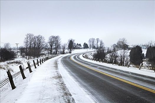 雪路,冬天,安大略省,加拿大
