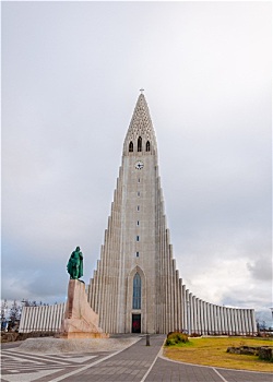 教堂,雷克雅未克,冰岛,雕塑,欣喜