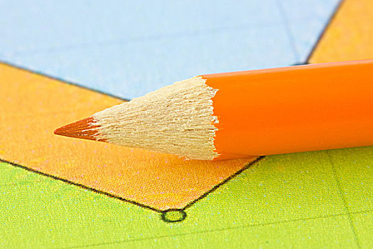橙色,铅笔,彩色,纸