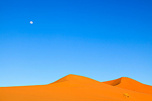 满月,上方,却比沙丘,摩洛哥