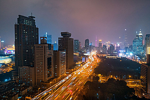 上海,俯视,夜景