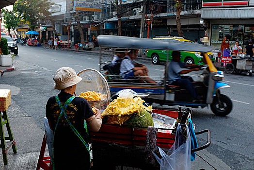泰国,女人,销售,木菠萝,曼谷