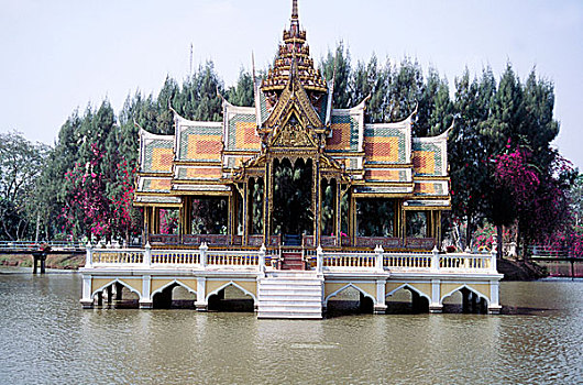 泰国,庙宇,华丽,屋顶,河