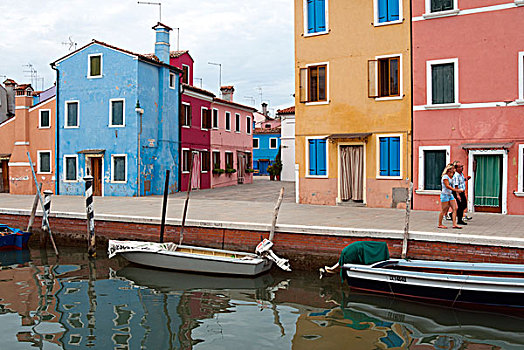 房子,水岸,布拉诺岛,威尼斯,威尼托,意大利