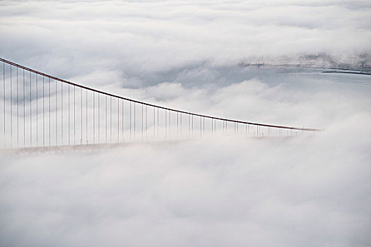 风景,金门大桥,围绕,雾,俯视,旧金山湾,加利福尼亚,美国