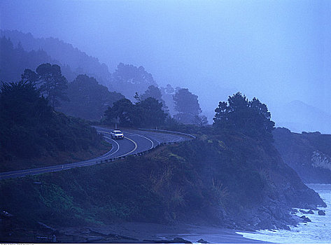 汽车,沿岸,公路,加利福尼亚,美国