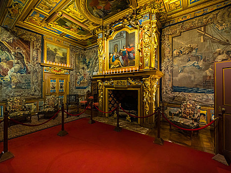 室内,艺术品,城堡,舍维尼,卢瓦尔谢尔省,法国,欧洲