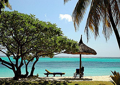 印度洋,酒店,海滩,折叠躺椅