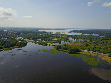 里加,湖,俯视,拉脱维亚