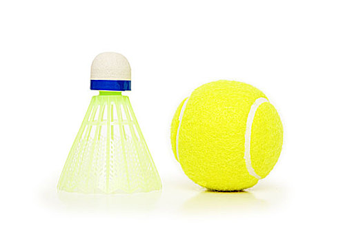 羽毛球,网球,隔绝,白色背景