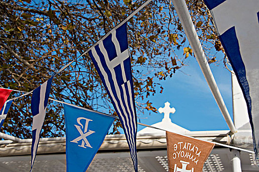 希腊,基克拉迪群岛,米克诺斯岛,特色,刷白,教堂,屋顶,展示,传统,建筑,大幅,尺寸
