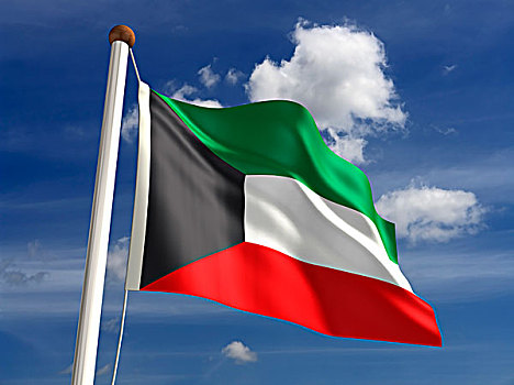 科威特,旗帜,裁剪,小路