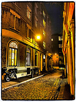 砖,道路,伦敦,夜晚