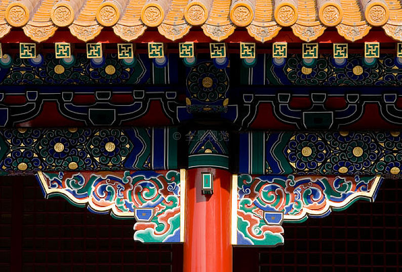 故宫建筑局部的彩绘