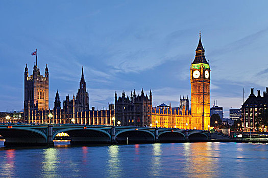 议会大厦,大本钟,威斯敏斯特桥,泰晤士河,伦敦,英格兰,英国,欧洲