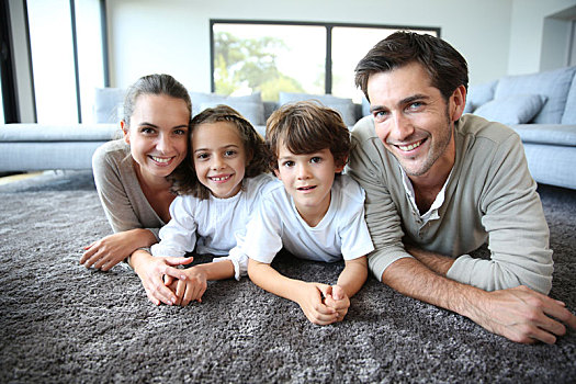 家庭,在家,放松,地毯