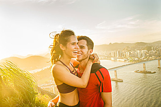 跑步,搂抱,里约热内卢,巴西
