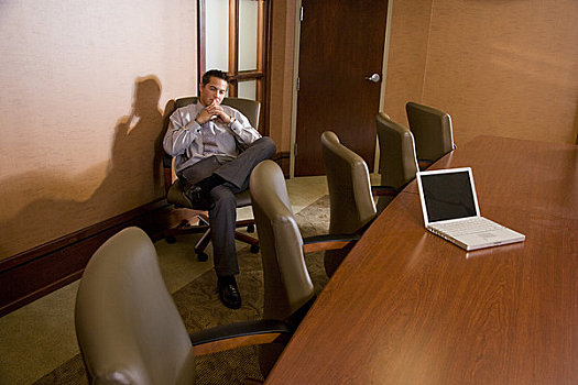 肖像,商务人士,坐,会议室
