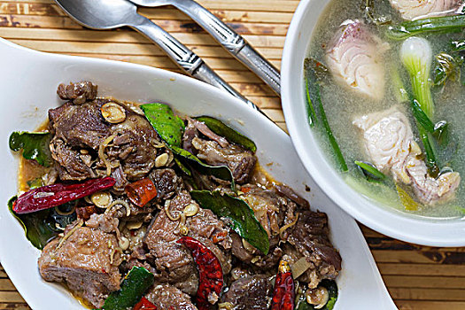 炖,牛肉,鱼汤,万象,老挝,亚洲
