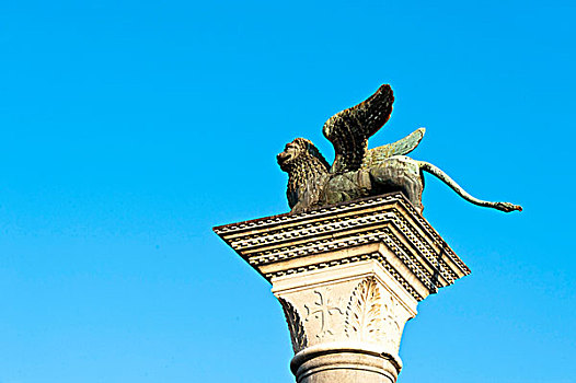 柱子,狮子,威尼斯,意大利,欧洲