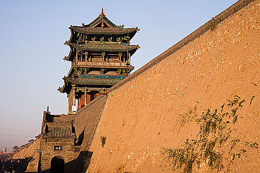 庙宇,城墙,平遥,山西,中国