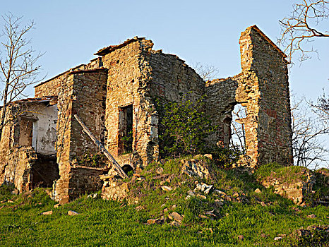 古老的石头建筑,毁灭的,托斯卡纳意大利