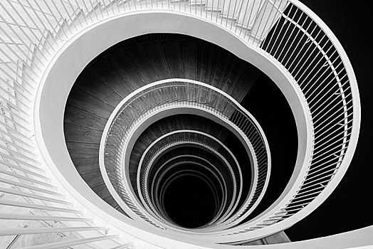 螺旋楼梯,大学图书馆,室内,赫尔辛基,芬兰,欧洲