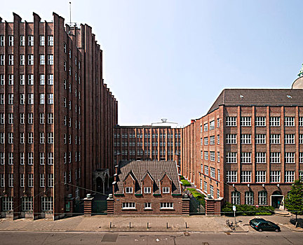砖,建造,高层建筑,写字楼,杜塞尔多夫,德国