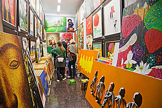 越南,河内,游客,购物,艺术,店