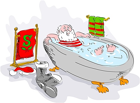 圣诞老人,浴缸,放松