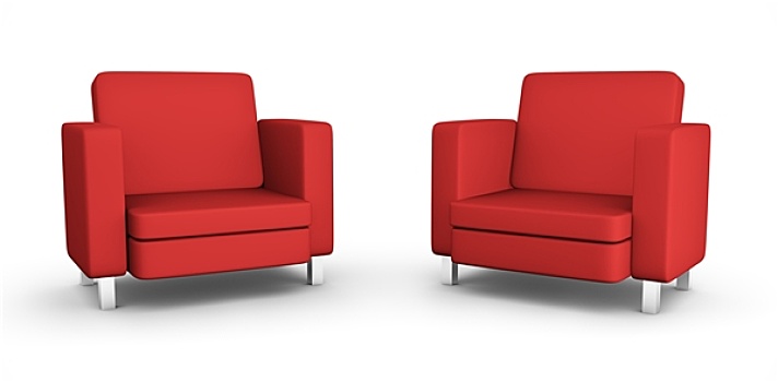 两个,红色,扶手椅