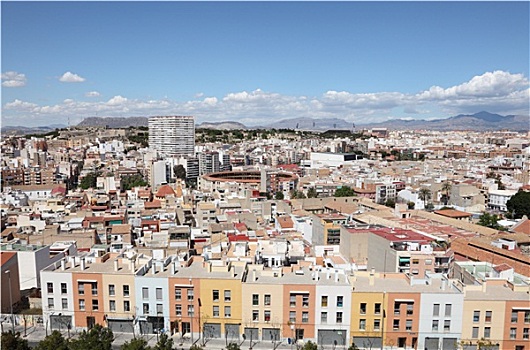 风景,俯视,城市,阿利坎特,加泰罗尼亚,西班牙