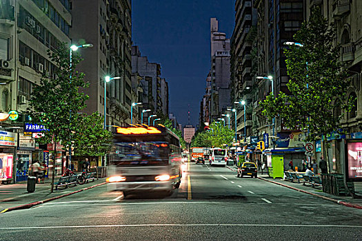 蒙得维的亚,交通,夜晚,乌拉圭,南美