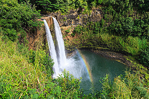 彩虹,威陆亚,瀑布,考艾岛,夏威夷,美国