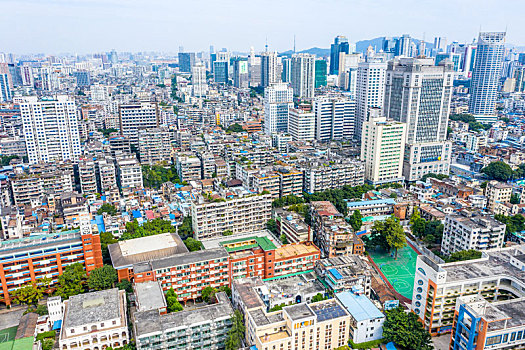 航拍广东广州越秀区城市街景