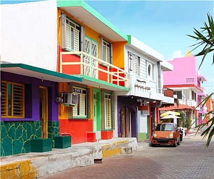 彩色,加勒比,房子,热带,女人岛