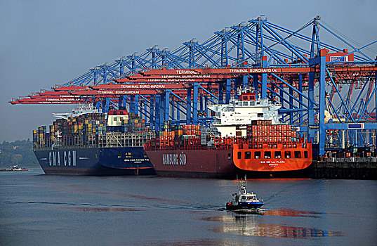 集装箱船,港口,汉堡市,德国,欧洲