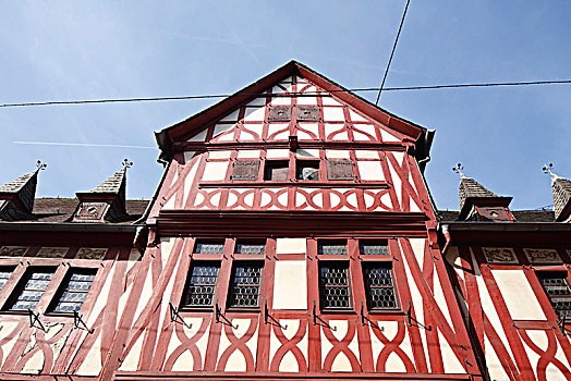 老市政厅,红色,半木结构,山墙,世界遗产,莱茵河中游,山谷,莱茵兰普法尔茨州,德国,欧洲