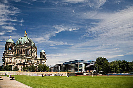 柏林大教堂,大教堂,风景,草地,景色,酒店,地区,柏林,德国,欧洲