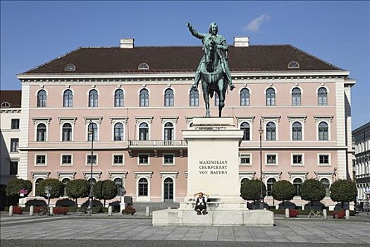 骑马雕像,马克西米利安,王子,巴伐利亚,西门子,公司,总部,背影,慕尼黑,德国