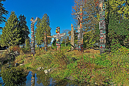 第一,图腾柱,收集,史坦利公园,温哥华,不列颠哥伦比亚省,加拿大