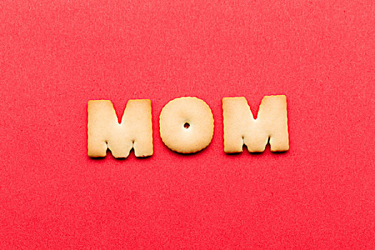 文字,妈妈,饼干,上方,红色背景
