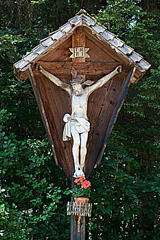 路边,十字架,露天博物馆,萨尔茨堡州,奥地利,欧洲