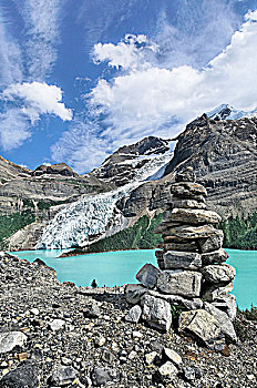 累石堆,冰山,湖,冰河,罗布森山,省立公园,不列颠哥伦比亚省,加拿大