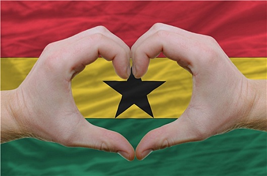心形,喜爱,手势,展示,上方,旗帜,加纳