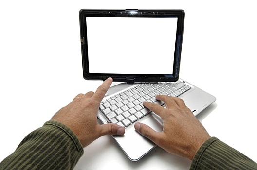 笔记本电脑,隔绝,白色背景