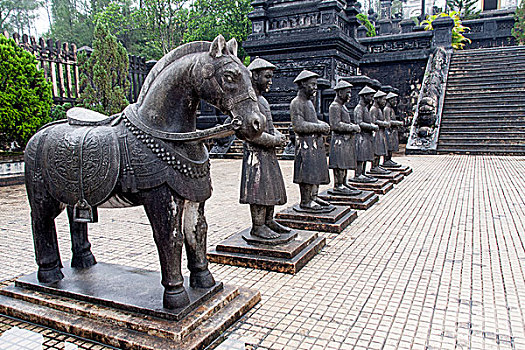 马,雕塑,军人,墓地,色调,省,越南,亚洲